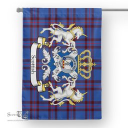 Scotstee Shop Tartan Garden Flag Elliot Tartan Flag Clan Badge With Lion Scottish Tartan House Flag