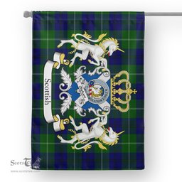 Scotstee Shop Tartan Garden Flag Oliphant Tartan Flag Clan Badge With Lion Scottish Tartan House Flag