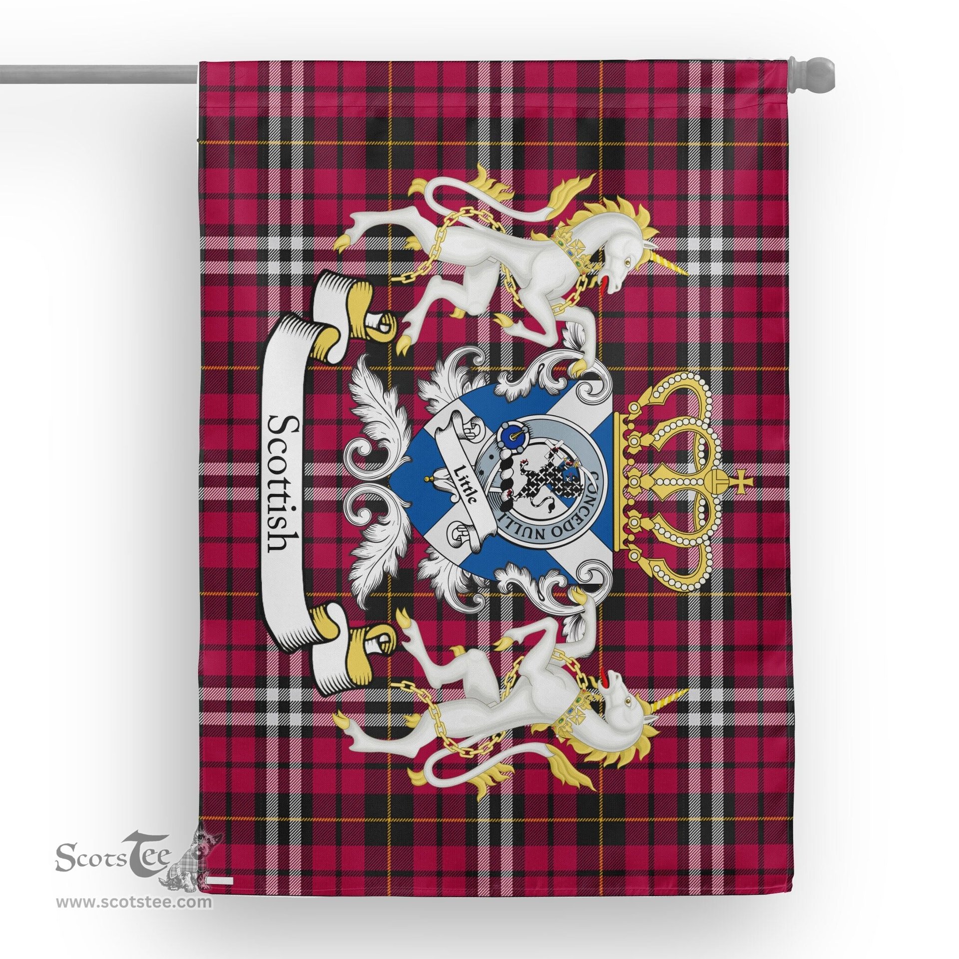Scotstee Shop Tartan Garden Flag Little Tartan Flag Clan Badge With Lion Scottish Tartan House Flag