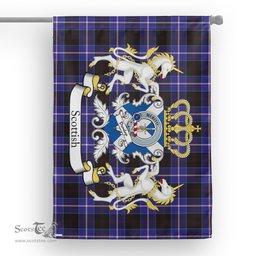 Scotstee Shop Tartan Garden Flag Dunlop Tartan Flag Clan Badge With Lion Scottish Tartan House Flag