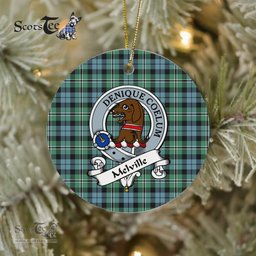 Melville Scottish Clan Badge Plaid Ornament Gift. Christmas Tree Ornament Melville Clan Tartan Ornament Great Christmas Ornaments Gift - Scotstee Shop