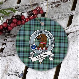 Melville Scottish Clan Badge Plaid Ornament Gift. Christmas Tree Ornament Melville Clan Tartan Ornament Great Christmas Ornaments Gift - Scotstee Shop