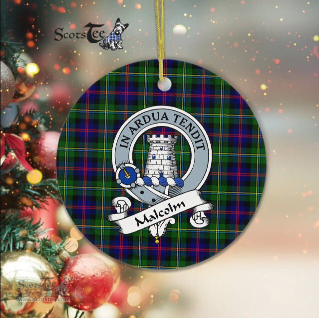 Malcolm Scottish Clan Badge Plaid Ornament Gift. Christmas Tree Ornament Malcolm Clan Tartan Ornament Great Christmas Ornaments Gift - Scotstee Shop