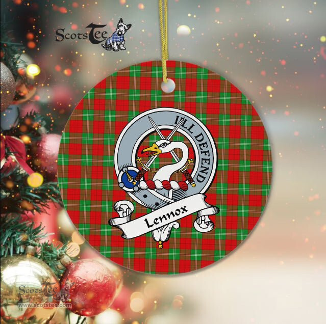 Lennox Scottish Clan Badge Plaid Ornament Gift. Christmas Tree Ornament Lennox Clan Tartan Ornament Great Christmas Ornaments Gift - Scotstee Shop