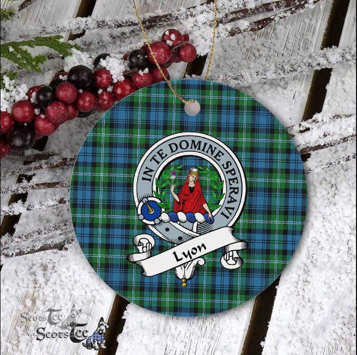 Lyon Scottish Clan Badge Plaid Ornament Gift. Christmas Tree Ornament Lyon Clan Tartan Ornament Great Christmas Ornaments Gift - Scotstee Shop