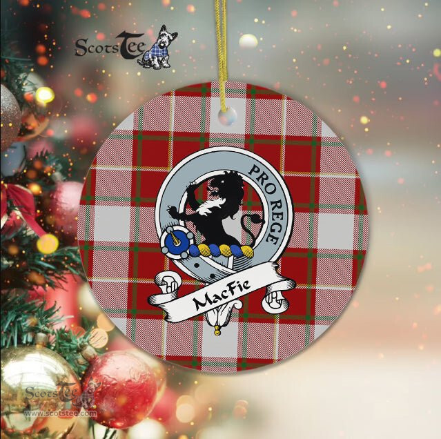MacFie Scottish Clan Badge Plaid Ornament Gift. Christmas Tree Ornament MacFie Clan Tartan Ornament Great Christmas Ornaments Gift - Scotstee Shop