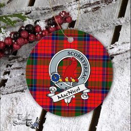 MacNicol of Scorrybreac Scottish Clan Badge Plaid Ornament Gift. Christmas Tree Ornament MacNicol Clan Tartan Ornament Great Christmas Ornaments Gift - Scotstee Shop