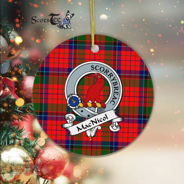 MacNicol of Scorrybreac Scottish Clan Badge Plaid Ornament Gift. Christmas Tree Ornament MacNicol Clan Tartan Ornament Great Christmas Ornaments Gift - Scotstee Shop