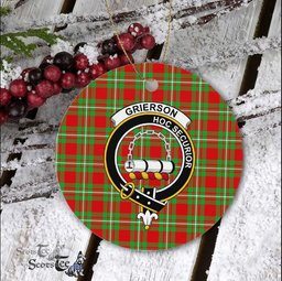 Grierson Scottish Clan Plaid Ornament Gift. Christmas Tree Ornament Grierson Clan Tartan Ornament Great Christmas Ornaments Gift - Scotstee Shop