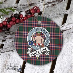 MacFarlane Scottish Clan Badge Plaid Ornament Gift. Christmas Tree Ornament MacFarlane Clan Tartan Ornament Great Christmas Ornaments Gift - Scotstee Shop