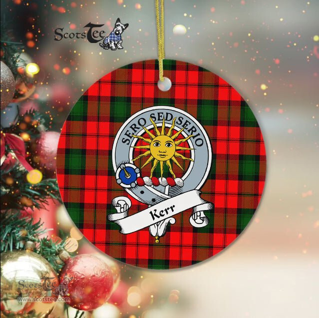 Kerr Scottish Clan Badge Plaid Ornament Gift. Christmas Tree Ornament Kerr Clan Tartan Ornament Great Christmas Ornaments Gift - Scotstee Shop