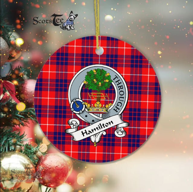 Hamilton Christmas Ornament Hamilton Scottish Clan Badge Plaid Ornament Gift. Christmas Tree Ornament Hamilton Clan Tartan Ornament Great Christmas Ornaments Gift - Scotstee Shop