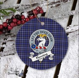 Fleming Scottish Clan Badge Plaid Ornament Gift. Christmas Tree Ornament Fleming Clan Tartan Ornament Great Christmas Ornaments Gift - Scotstee Shop