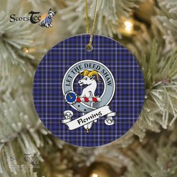 Fleming Scottish Clan Badge Plaid Ornament Gift. Christmas Tree Ornament Fleming Clan Tartan Ornament Great Christmas Ornaments Gift - Scotstee Shop