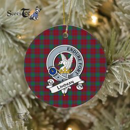 Lindsay Scottish Clan Badge Plaid Ornament Gift. Christmas Tree Ornament Lindsay Clan Tartan Ornament Great Christmas Ornaments Gift - Scotstee Shop