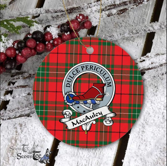 MacAuley Scottish Clan Badge Plaid Ornament Gift. Christmas Tree Ornament MacAuley Clan Tartan Ornament Great Christmas Ornaments Gift - Scotstee Shop