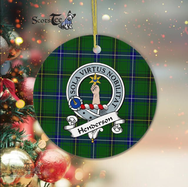 Henderson Scottish Clan Badge Plaid Ornament Gift. Christmas Tree Ornament Henderson Clan Tartan Ornament Great Christmas Ornaments Gift - Scotstee Shop