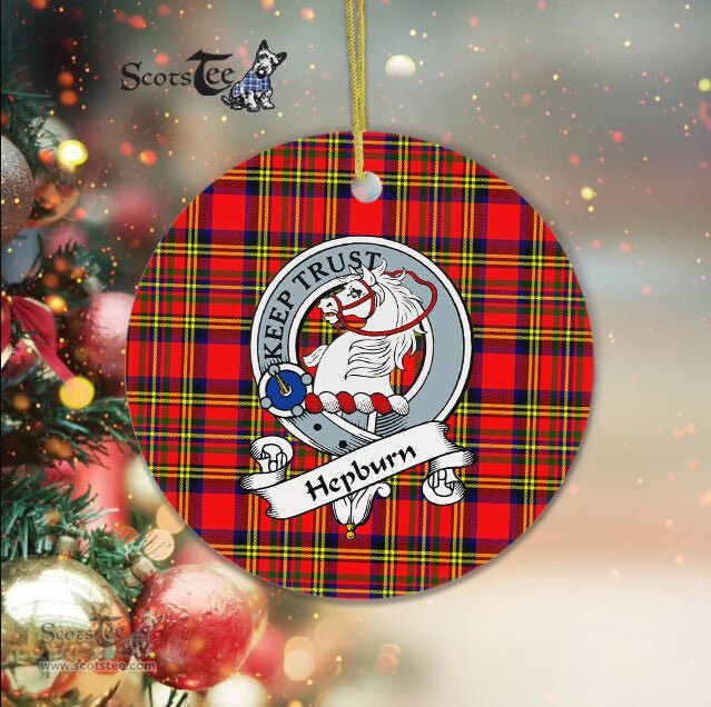Hepburn Scottish Clan Badge Plaid Ornament Gift. Christmas Tree Ornament Hepburn Clan Tartan Ornament Great Christmas Ornaments Gift - Scotstee Shop