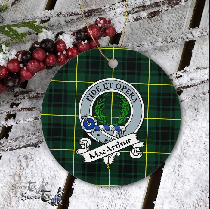 Macarthur Scottish Clan Badge Plaid Ornament Gift. Christmas Tree Ornament Macarthur Clan Tartan Ornament Great Christmas Ornaments Gift - Scotstee Shop