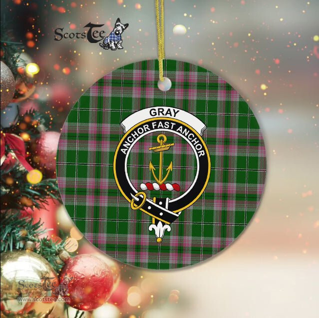 Gray Scottish Clan Plaid Ornament Gift. Christmas Tree Ornament Gray Clan Tartan Ornament Great Christmas Ornaments Gift - Scotstee Shop