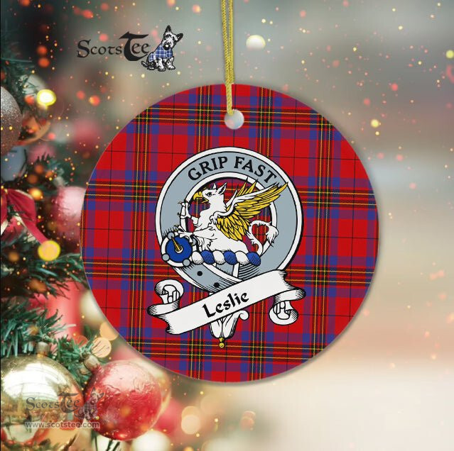 Leslie Earl of Rothes Scottish Clan Badge Plaid Ornament Gift. Christmas Tree Ornament Leslie Earl of Rothes Clan Tartan Ornament Great Christmas Ornaments Gift - Scotstee Shop