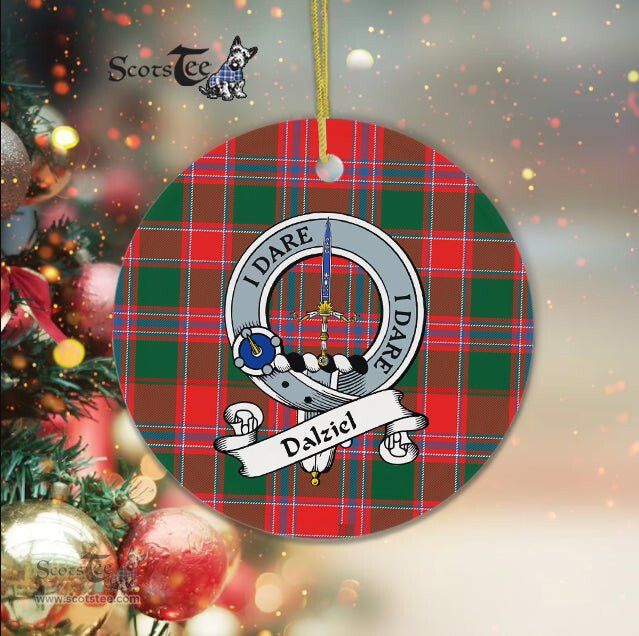 Dalzell Scottish Clan Badge Plaid Ornament Gift. Christmas Tree Ornament Dalzell Clan Tartan Ornament Great Christmas Ornaments Gift - Scotstee Shop