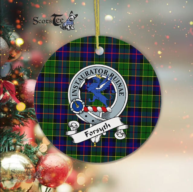 Forsyth Scottish Clan Badge Plaid Ornament Gift. Christmas Tree Ornament Forsyth Clan Tartan Ornament Great Christmas Ornaments Gift - Scotstee Shop
