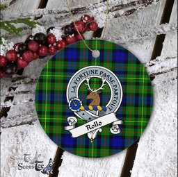 Rollo Scottish Clan Badge Plaid Ornament Gift. Christmas Tree Ornament Rollo Clan Tartan Ornament Great Christmas Ornaments Gift - Scotstee Shop
