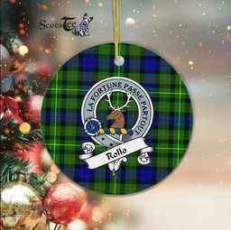 Rollo Scottish Clan Badge Plaid Ornament Gift. Christmas Tree Ornament Rollo Clan Tartan Ornament Great Christmas Ornaments Gift - Scotstee Shop
