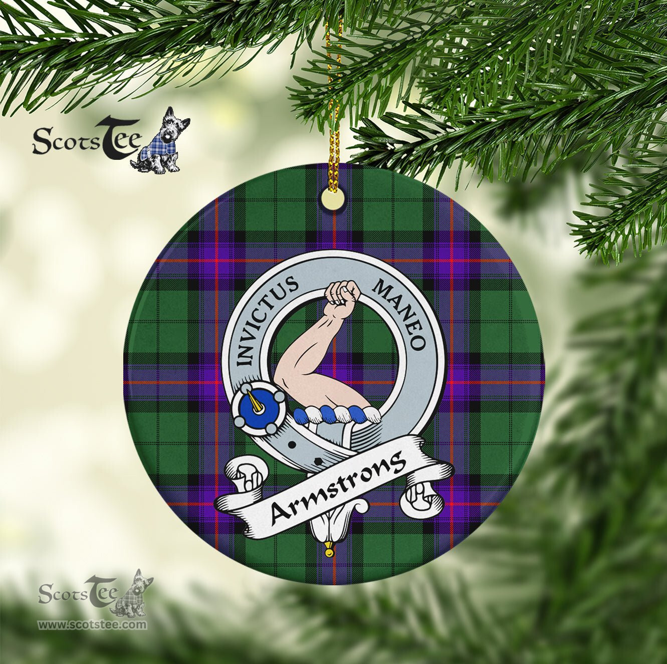 Armstrong Scottish Clan Badge Plaid Ornament Gift. Christmas Tree Ornament Armstrong Clan Tartan Ornament Great Christmas Ornaments Gift - Scotstee Shop