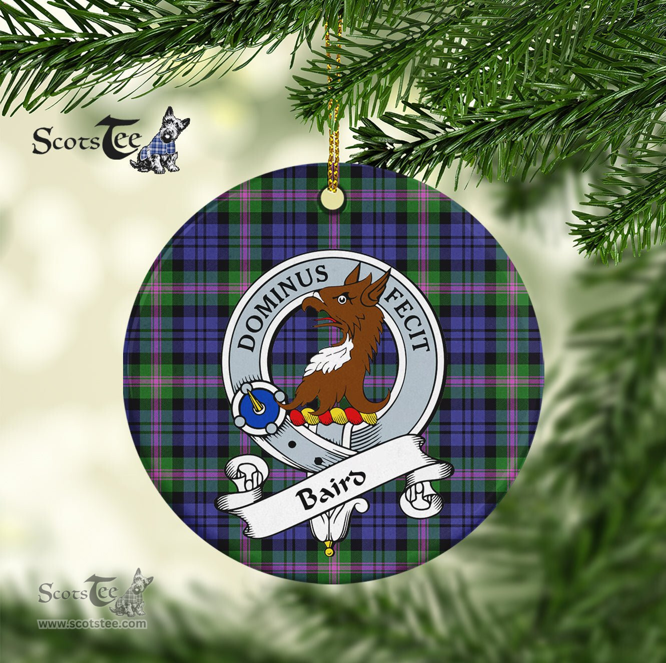 Baird Scottish Clan Badge Plaid Ornament Gift. Christmas Tree Ornament Baird Clan Tartan Ornament Great Christmas Ornaments Gift - Scotstee Shop