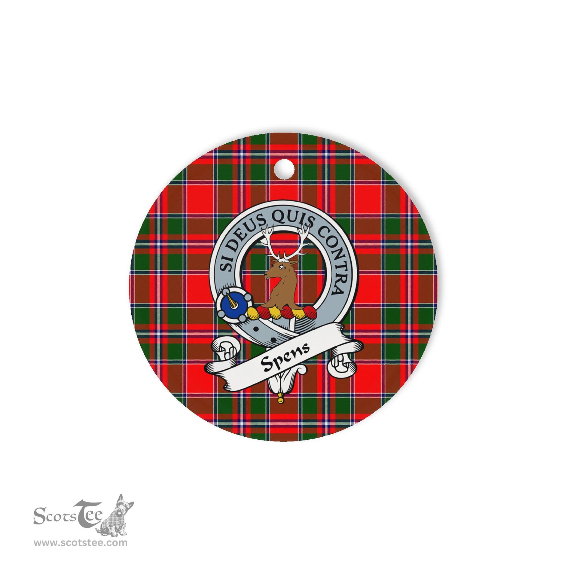 Scotstee Shop - Spens Scottish Clan Badge Plaid Ornament Gift. Christmas Tree Ornament Spens Clan Tartan Ornament Great Christmas Ornaments Gift