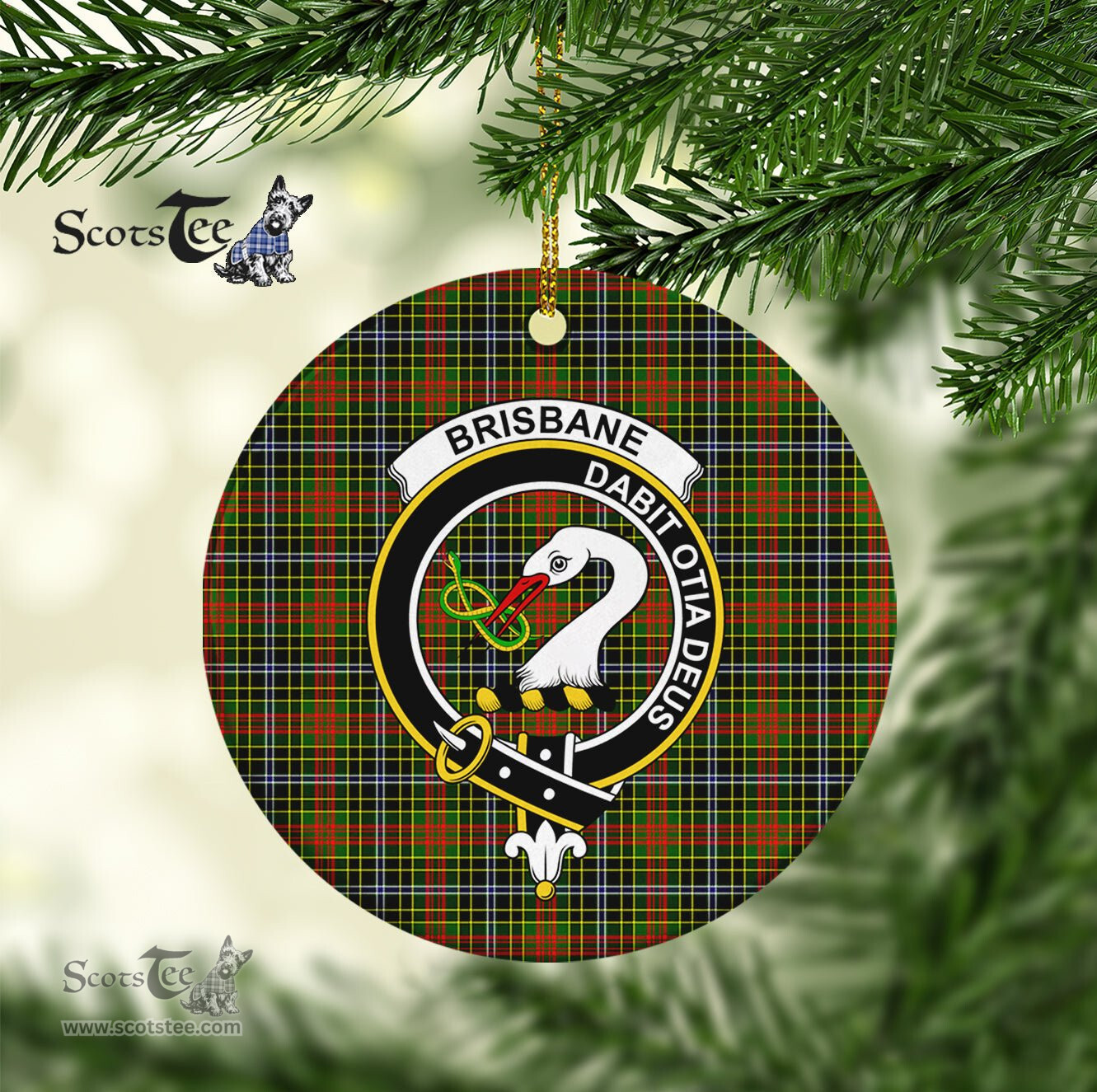 Brisbane Scottish Clan Plaid Ornament Gift. Christmas Tree Ornament Brisbane Clan Tartan Ornament Great Christmas Ornaments Gift - Scotstee Shop