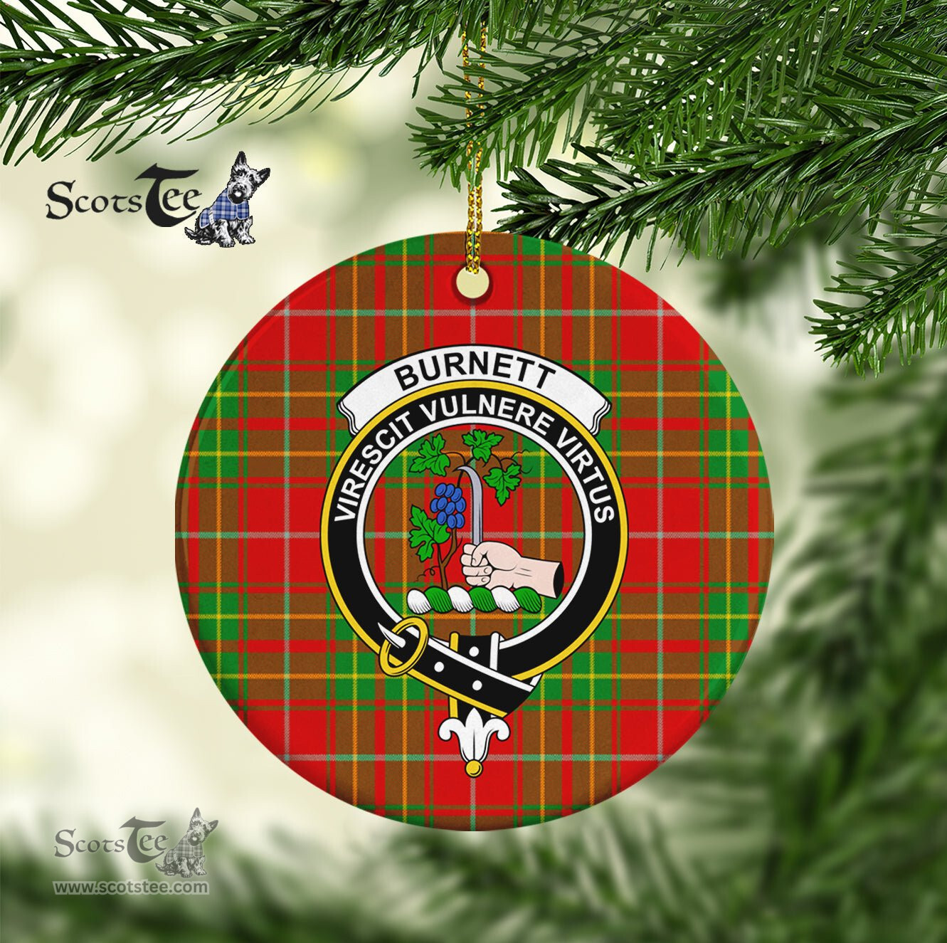 Burnett Scottish Clan Plaid Ornament Gift. Christmas Tree Ornament Burnett Clan Tartan Ornament Great Christmas Ornaments Gift - Scotstee Shop