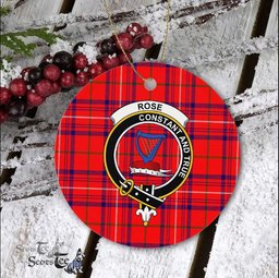 Rose Scottish Clan Plaid Ornament Gift. Christmas Tree Ornament Rose Clan Tartan Ornament Great Christmas Ornaments Gift - Scotstee Shop