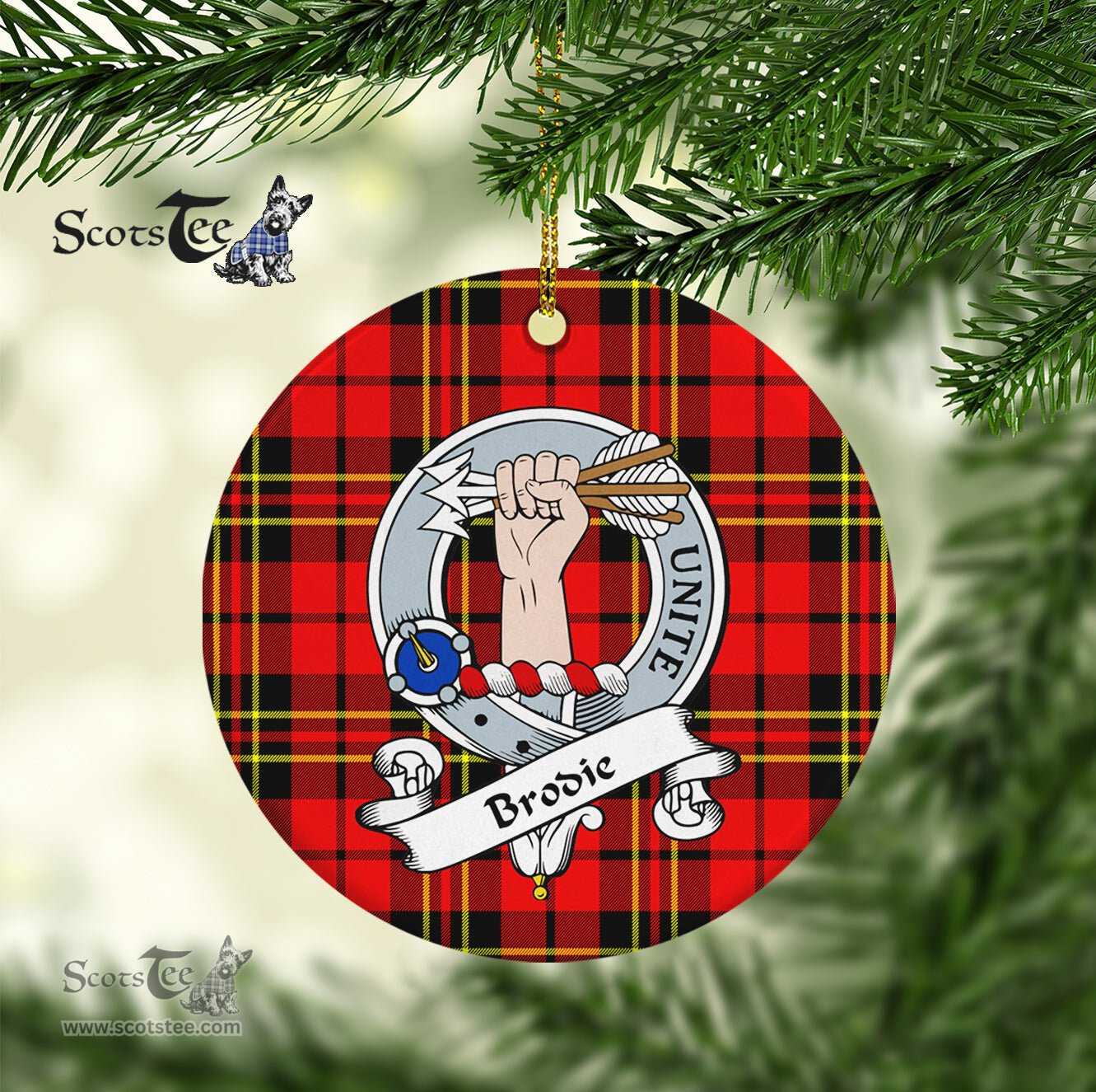 Brodie Scottish Clan Badge Plaid Ornament Gift. Christmas Tree Ornament Brodie Clan Tartan Ornament Great Christmas Ornaments Gift - Scotstee Shop