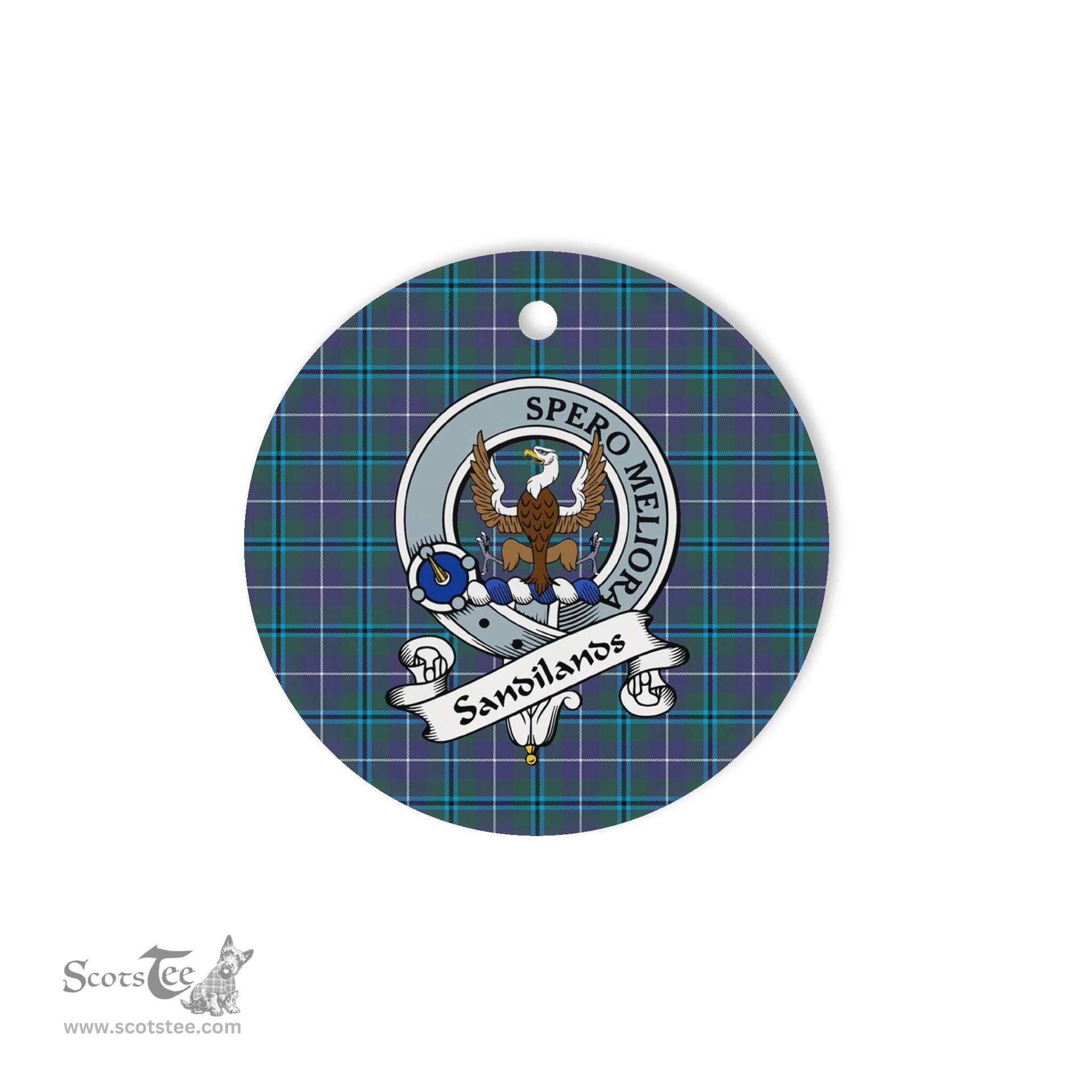 Sandilands Scottish Clan Badge Plaid Ornament Gift. Christmas Tree Ornament Sandilands Clan Tartan Ornament Great Christmas Ornaments Gift - Scotstee Shop