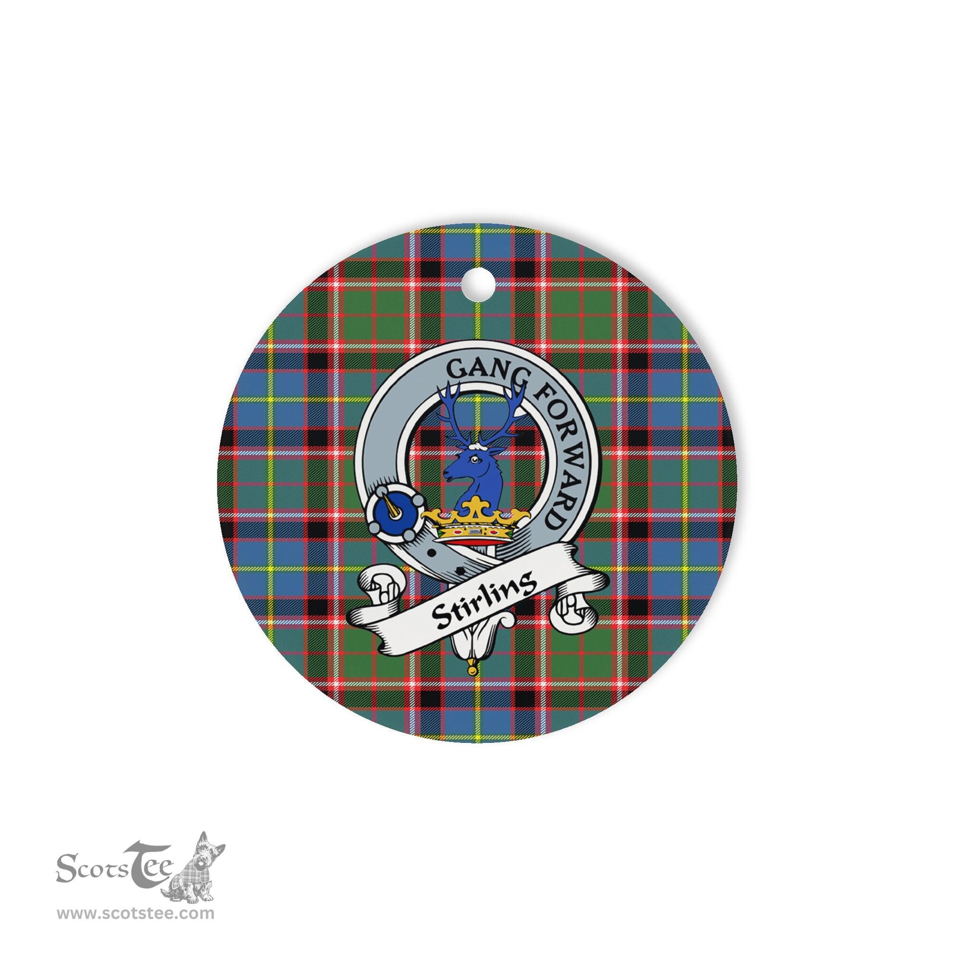 Scotstee Shop - Stirling of Cadder  Scottish Clan Badge Plaid Ornament Gift. Christmas Tree Ornament Stirling of Cadder  Clan Tartan Ornament Great Christmas Ornaments Gift