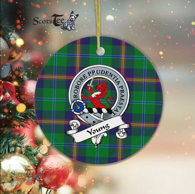 Scotstee Shop - Young Scottish Clan Badge Plaid Ornament Gift. Christmas Tree Ornament Young Clan Tartan Ornament Great Christmas Ornaments Gift