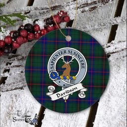 Davidson Scottish Clan Badge Plaid Ornament Gift. Christmas Tree Ornament Davidson Clan Tartan Ornament Great Christmas Ornaments Gift - Scotstee Shop