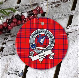 Rose Scottish Clan Badge Plaid Ornament Gift. Christmas Tree Ornament Rose Clan Tartan Ornament Great Christmas Ornaments Gift - Scotstee Shop