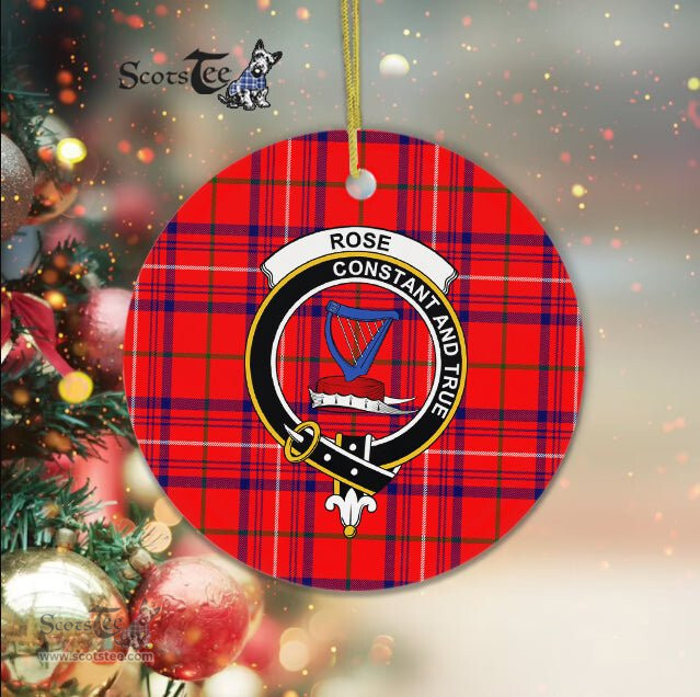 Rose Scottish Clan Badge Plaid Ornament Gift. Christmas Tree Ornament Rose Clan Tartan Ornament Great Christmas Ornaments Gift - Scotstee Shop