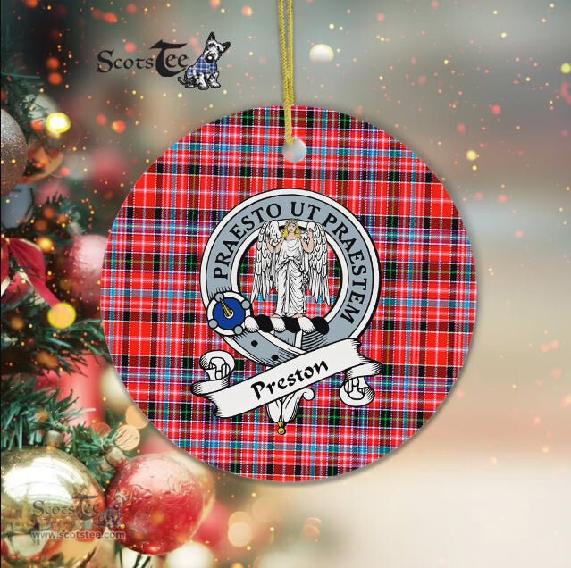 Preston Scottish Clan Badge Plaid Ornament Gift. Christmas Tree Ornament Preston Clan Tartan Ornament Great Christmas Ornaments Gift - Scotstee Shop