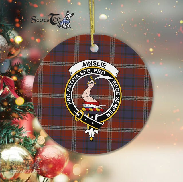 Ainslie Scottish Clan Plaid Ornament Gift. Christmas Tree Ornament Ainslie Clan Tartan Ornament Great Christmas Ornaments Gift - Scotstee Shop