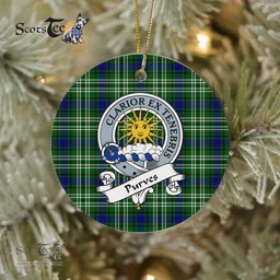 Purves Scottish Clan Badge Plaid Ornament Gift. Christmas Tree Ornament Purves Clan Tartan Ornament Great Christmas Ornaments Gift - Scotstee Shop