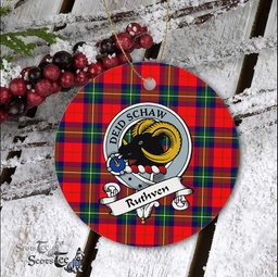 Ruthven Scottish Clan Badge Plaid Ornament Gift. Christmas Tree Ornament Ruthven Clan Tartan Ornament Great Christmas Ornaments Gift - Scotstee Shop