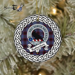 Rutherford Tartan Ornament,  ceramic ornament, personalized christmas ornaments, christmas tree ornaments, christmas door decorations, Plaid Ornament, Tartan Ceramic Ornament
