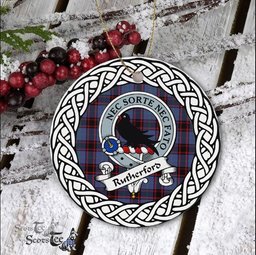 Rutherford Tartan Ornament,  ceramic ornament, personalized christmas ornaments, christmas tree ornaments, christmas door decorations, Plaid Ornament, Tartan Ceramic Ornament
