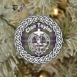 Taylor Tartan Ornament,  ceramic ornament, personalized christmas ornaments, christmas tree ornaments, christmas door decorations, Plaid Ornament, Tartan Ceramic Ornament