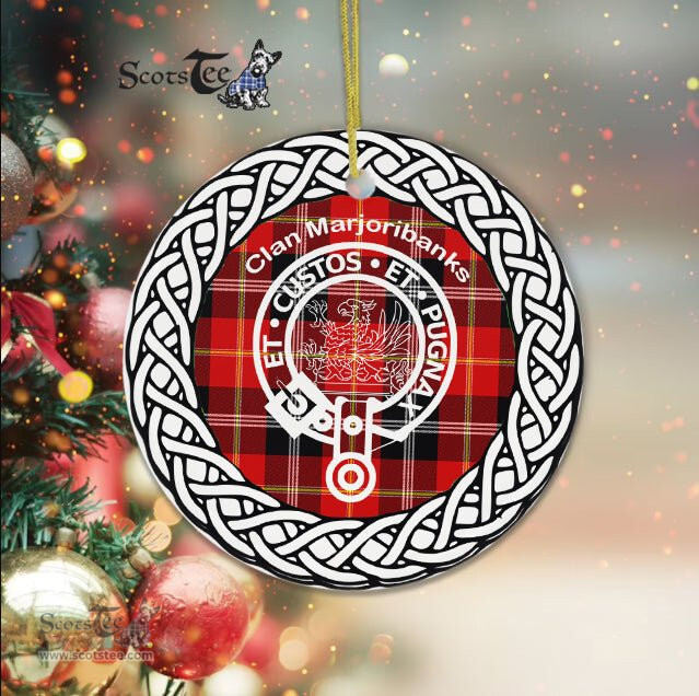 Marjoribanks Clan Tartan Crest Badge Plaid Ornament Gift. Christmas Tree Ornament Tartan Ornament Great Christmas Ornaments Gift - Scotstee Shop
